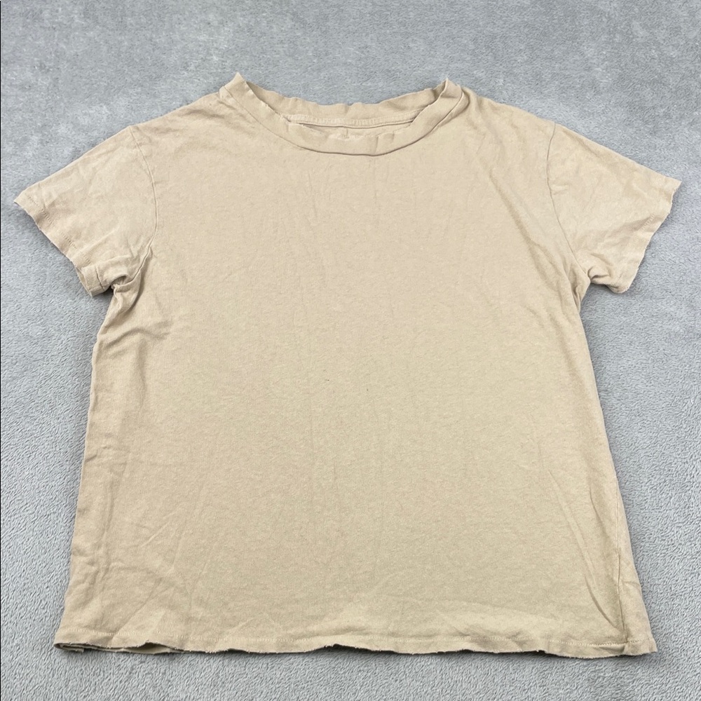 NEW Nili Lotan XS 100% Cotton Classic Beige T-Shirt FLAW‎